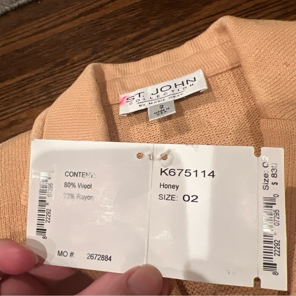 ST. JOHN Basics Santana Knit HONEY Blazer Jacket Gold Buttons 2 NWT - Picture 6 of 6